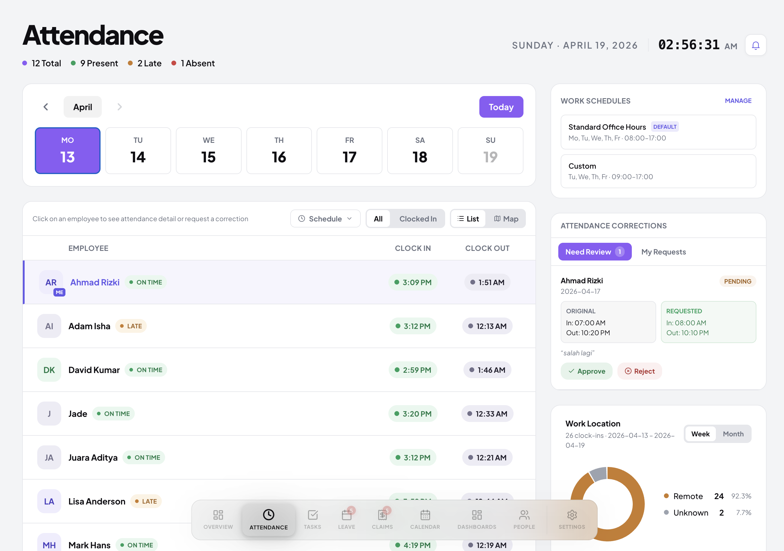 Attendance tracking
