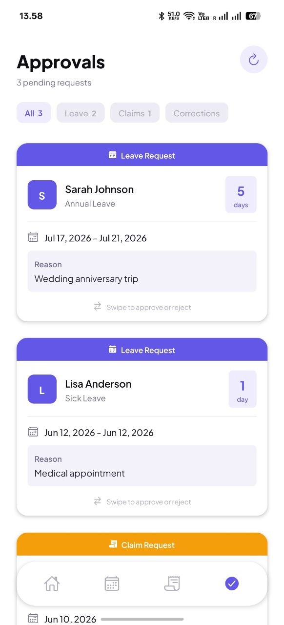 Approvals on mobile