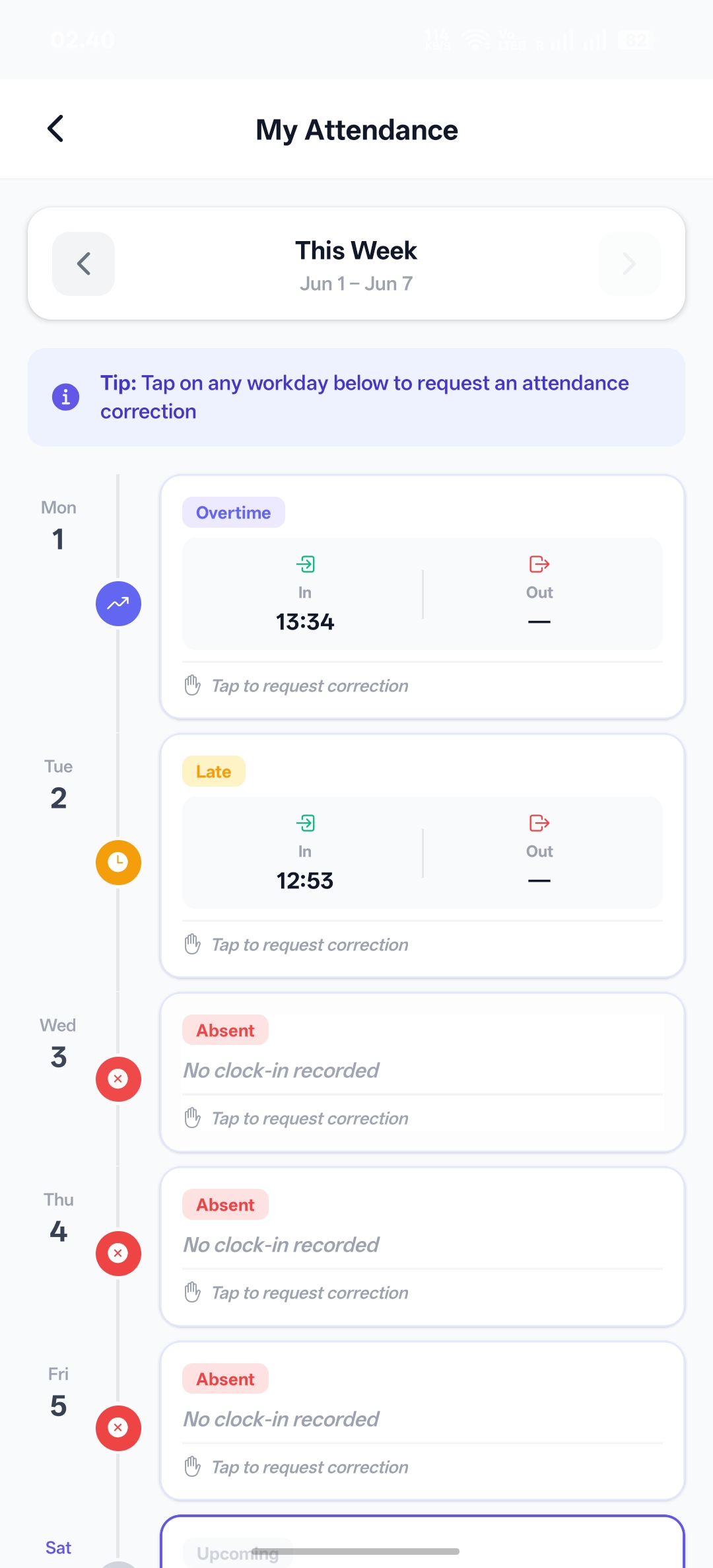 Attendance on mobile