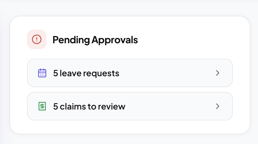 Pending approvals