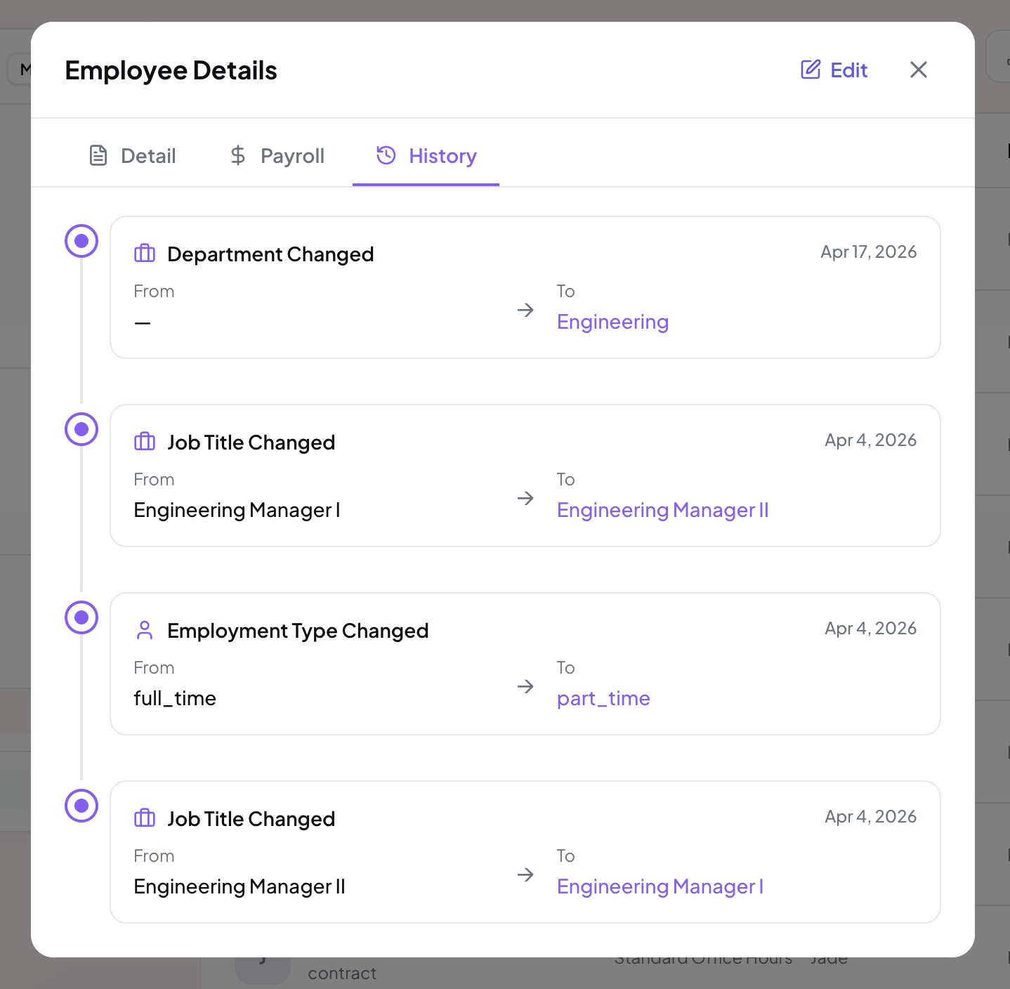 Employment history