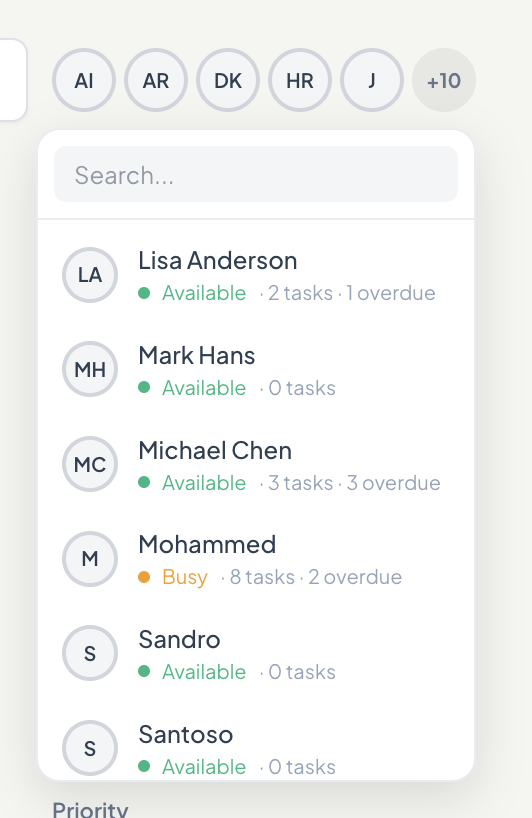 Team availability